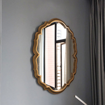 American creative wall decoration bathroom mirror Wall Wall porch decorative mirror hanging mirror wooden frame decorative mirror