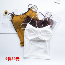 Hong Kong flavor chic cross back backless suspender Net red vest women wear white sexy belt chest top