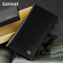 New small mat Niu leather mens long money wallet money clip leather clip silver bag multi-position fashion trends