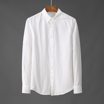 White Linen Men Long Sleeved Shirt Breathable Young Cotton Shirt Cotton Shirt Han Edition Handy