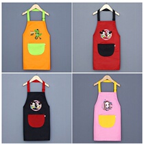 Boys Girls Waterproof Apron Chef's Hat Sleeve Set Student Baking Show Chef's Clothes Kindergarten Meal Shroud