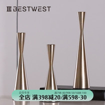 European creative golden metal candlestick model house Villa wedding decorations simple modern Candle Candle Holder ornaments