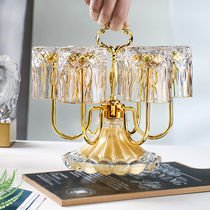 Eurostyle Light Lavish Phnom Penh Transparent Glass Cup Water Cup Home Office Hospitality Hanging Rack Suit Living-room Tea Cup