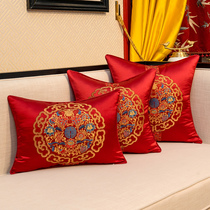 Chinese red wood sofa cushion embroidered pillow sleepy sleepy sleepy cloth classical Chinese wind backhousehold living room with pillow core