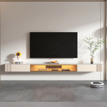 Slate hanging TV cabinet coffee table combination modern minimalist light luxury hanging living room suspended solid wood TV cabinet