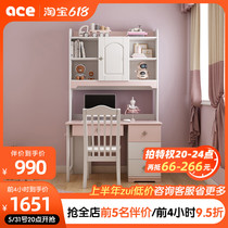 Solid Wood Children Desk Nordic Pink Writing Desk Princess Desk Bookcase Portfolio Girl Brief home students