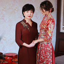 (Qiong Yu) Mother's wedding party dress 2022 autumn winter new style sophisticated wedding cheongsam