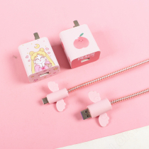 Glory 50pro power cord protective cover 100W mobile phone charger sticker data cable winding rope cartoon cute wings Angel protective cover decorative film storage shell wire protector storage