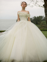 The French-speaking wedding dress 2022 bride light wedding dress retro main wedding dress big drag tail summer 2021