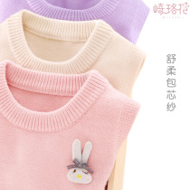 Girls' new pure cotton vest child sweater in winter 2022 baby knit sweater girl hit horse vest