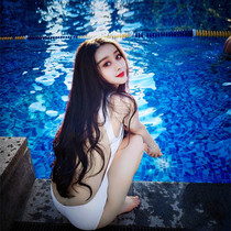 European and American style sexy naked back one-piece bikini size chest gathered to cover the belly thin conservative hot spring swimsuit woman