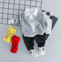 Baby spring and autumn men 0-1 years old 2 boys boys baby clothes set newborn childrens clothing childrens three-piece foreign gas