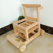 Traditional baby step trolley toy can sit on solid wood baby multi-function game car anti-back gift