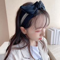 Hairband bow black wide-sided hairband Press hair female Joker out anti-skid hair bundle hair band