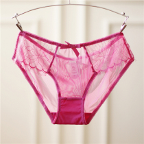 Womens underwear ultra-thin lace breifs low waist mesh shorts transparent temptation hip cotton crotch perspective bow