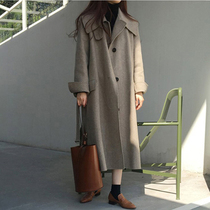 ROUJE POWER double-sided cashmere coat 2021 autumn and winter popular new high-end temperament long woolen coat