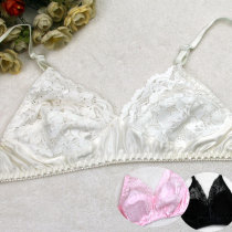 Full 2 pieces of genuine silk bra THIN SILK BREATHABLE SUMMER AUTUMN BIG CODE BRA LADY LACE UNDERWEAR