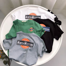 Childrens new boy Summer clothes Leisure pure cotton short sleeves T-shirt 2021 Childrens Korean version of foreign air baby blouses