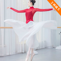 National Classical Dance Snowspun Halfbody Dress Practice Dress Flutter and Skirt Modern Dance Morden Performance Practice women