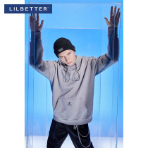 Lilbetter long-sleeved sweater mens 2021 spring and autumn new hooded cover head coat tide function mens inner match