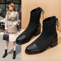 Martin boots female 2021 Winter autumn Net Red new English style autumn shoes handsome black Joker plus velvet short boots