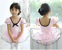 Girls Baby Dance Suit Gauze skirt Childrens practice suit Pink short-sleeved tutu