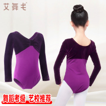 Children's Long Sleeve Chinese Dance Exam Girls' Fall Winter Ballet Exercise Kung Fu Dance Clothes