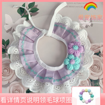 Handmade flower pet bib cat simple cute embroidery bib dog bow saliva towel spring and summer thin section