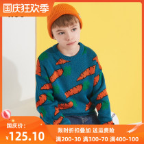 hoo boys plus velvet thickened sweater pullover winter mid-day childrens baby treasure velvet sweater knit sweater to keep warm