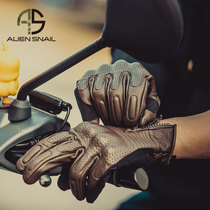 Alien Snail V8 Motorcycle Vintage Sheepskin Cycling Gloves Summer Breathable Fall Resistant Mens and Womens Motorcycle Gloves