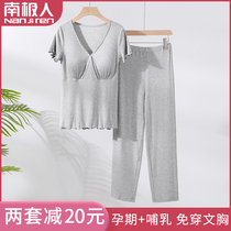 Confinement clothing pregnant women breastfeeding pajamas 53 months postpartum summer thin net red pregnancy special home wear two-piece set