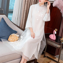 Tang suit women autumn and winter cheongsam modified version dress tea Zen dress female fairy Chinese style loose Zen Chinese dress