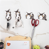 Simple hook sticker no punch seamless adhesive tail bend living room student dorm kitchen wall decoration adhesive hook