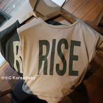 Knock fan wipe sleeve letter t-shirt Korean baby childrens clothing 2020 summer new mens and womens baby short-sleeved letter top