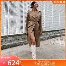 ITSNIKAR very simple style European and American trench coat womens long coat 2021 New thick wind-resistant coat