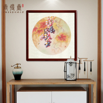 National Painting Round Work Pen Grape Pure Hand Painted Real Trail Living Room Decoration Painting Restaurant Character Painting Xuanguan Hung Painting Masters Fruitful