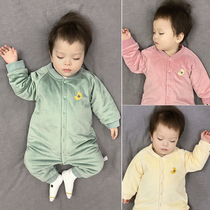  Baby one-piece autumn and winter thermal underwear padded flannel pajamas climbing clothes Romper baby newborn baby clothes