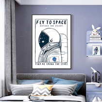 Modern simple bedroom decoration bedhead black and white astronaut space hanging pictures of boys and girls room walls