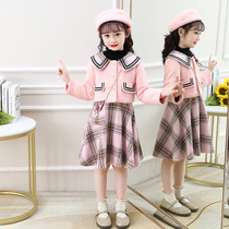 Girls' Set Autumn Clothing 2022 New Arrogant Fashionable Autumn Winter Thicken Children's Internet Red Little Girl Autumn Festival Two Packages