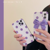 Sonun gentle purple wave dot bow for Apple 13 phone case 12promax women iphone11 anti-drop xs full edging 2021 New xr silicone 8pl