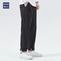Hanska Cargo Pants Men Spring 2022 New Korean Trend Straight Leg Loose Wide Leg Mens Casual Pants