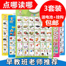 Voice picture point reading fruit Pinyin character wall chart knowledge children stickers wall stickers early childhood education baby poster cognition