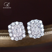 kkidamond diamond earrings ice sugar echelon T square parquet earrings 18k Diamonds inlaid with earrings