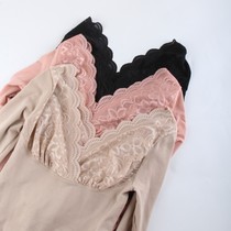 European Station Autumn Winter Deep V Sexy Lace Fever Fiber Warm Shapen Underwear Woman Seamless Ultra Slim Fit Jacket