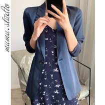 Acetic acid silk suit jacket female summer thin satin high design sense professional seven-point sleeve small suit tide