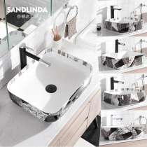 Nordic simple art table basin washbasin washbasin Ceramic basin Household bathroom sink square