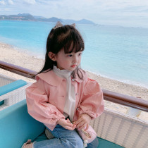 Fall in love with pretty girl 3 01 Court girl Paili sweet pink doll sleeve water wash cotton windbreaker coat cardigan