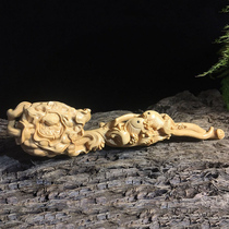 Boxwood carving ornaments creative home decoration every year there are Yu lotus children riding carp carving craft gifts