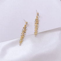 925 Silver Needle Long Leaf Earrings Female 2020 New Style Simple Earrings Personality Joker Korean Earrings