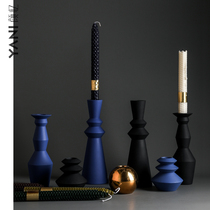Nordic Geometric Candlestick set Romantic honeycomb smoke-free candle Model room Designer decorative dining table Ceramic ornaments